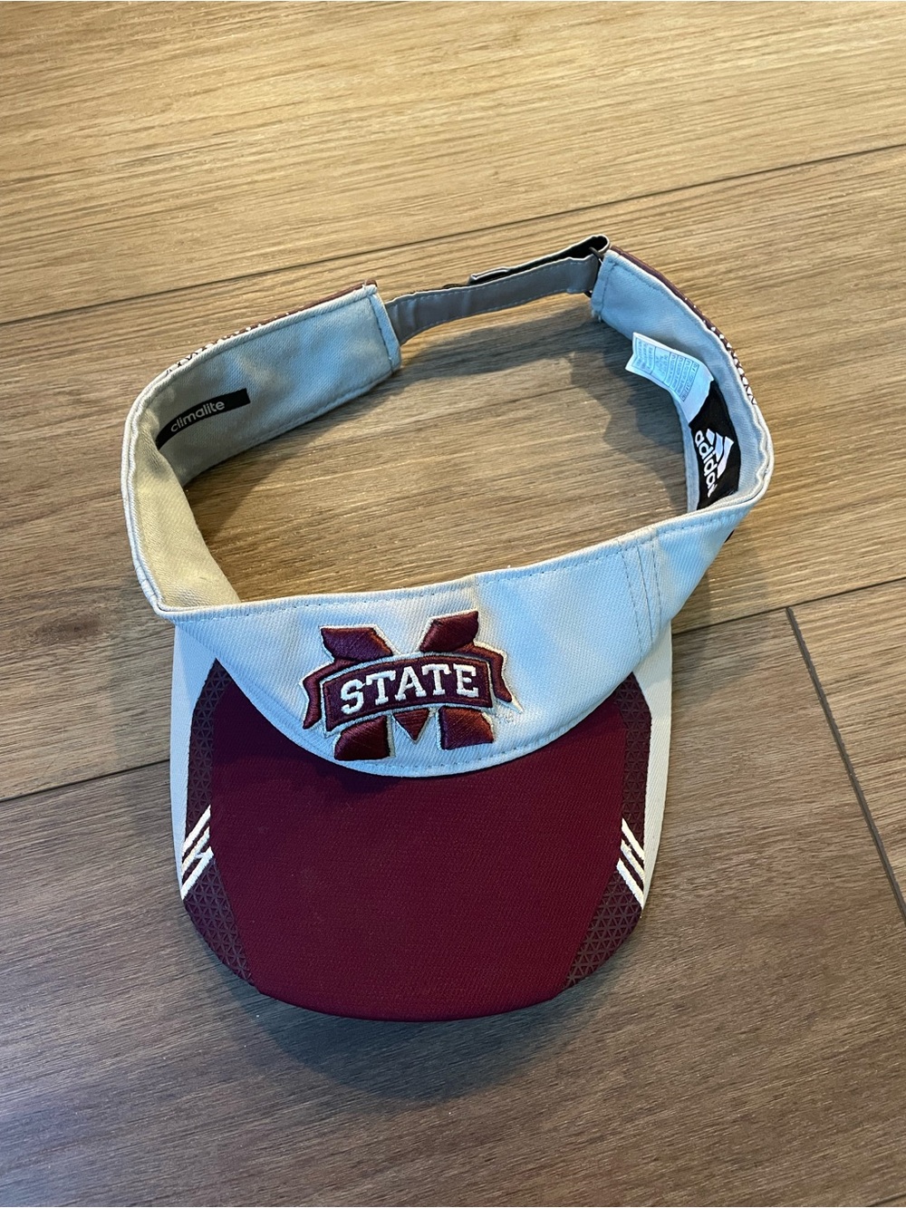 Adidas Mississippi State Maroon & White Adjustable adult visor
